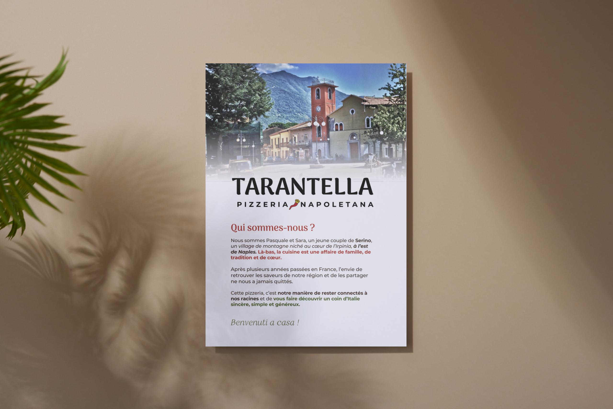 Menu restaurant italien pour Tarantella à Rouffach
