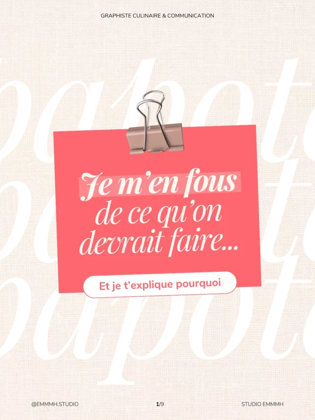 Il y a des choses qui me laissent complètement indifférente…
alors qu’on nous pousse souvent à en faire des priorités.

👉 Suivre toutes les tendances ? Non merci.
👉 Poster à l’heure parfaite pour l’algorithme ? Je préfère poster avec intention.
👉 Avoir un bureau stylé ou une vie d’agence ? Je suis très bien chez moi, au calme, en échange constant avec mes client·es.

Je ne fais pas ça pour l’image
Je le fais pour accompagner avec justesse.
Pour créer des supports qui servent vraiment.
Pour t’aider à gagner du temps, à avoir confiance, à être fier·e de ta com.

Je ne suis pas là pour vendre à tout prix.
Je suis là pour t’écouter, te conseiller, et t’orienter vers ce qui est juste pour toi.
Même si c’est “pas tout de suite”. Même si tu débutes. Même si t’as peur de pas avoir les bons codes.

👀 Et toi, dis-moi : de quoi t’en fiche aujourd’hui ?
Je suis curieuse de lire vos réponses 💬

______⁣______⁣______⁣
Je suis Emeline, graphiste culinaire et consultante en communication. J’aide les artisans culinaires à sublimer leur savoir-faire avec une identité visuelle aussi gourmande que leur carte, pour marquer les esprits et gagner en visibilité. 👩🏻‍🍳 

#identitevisuelle #pâtisserie #restaurant #boulangerie #imagedemarque #graphistefood #strasbourg #foodentrepreneur